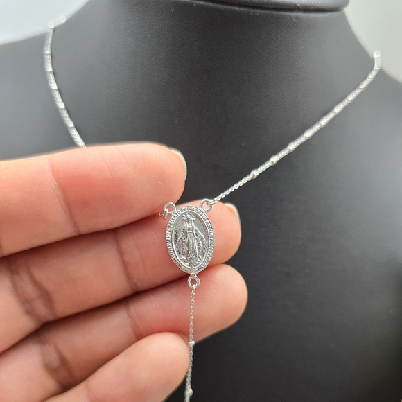 ❤️ DAINTY ROSARY STERLING SILVER NECKLACE - Picture 6 of 8